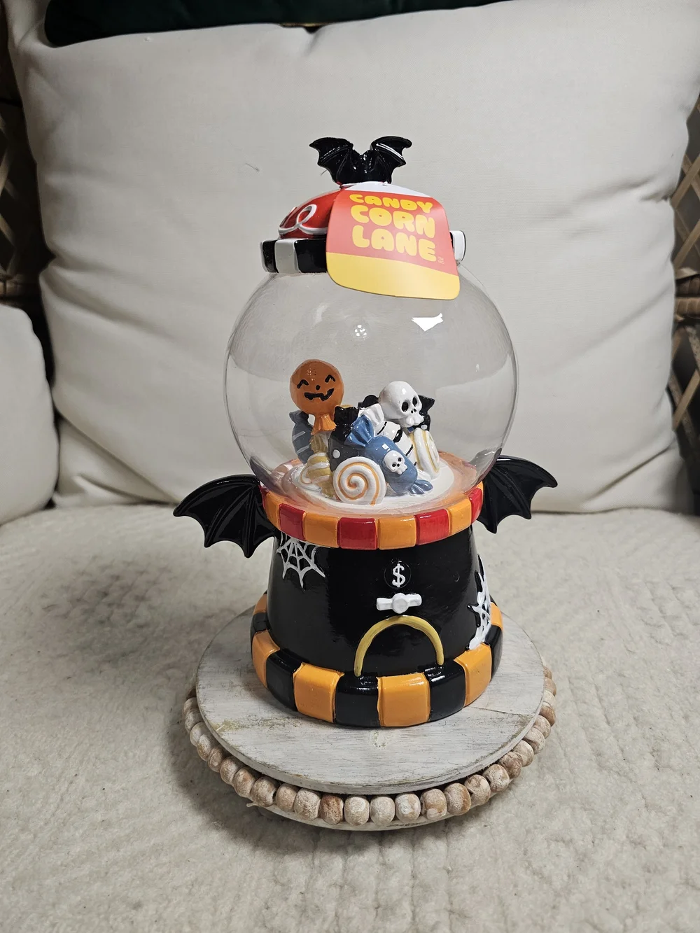 Halloween Candy Corn Lane Gumball Globe Decor - Black & Orange